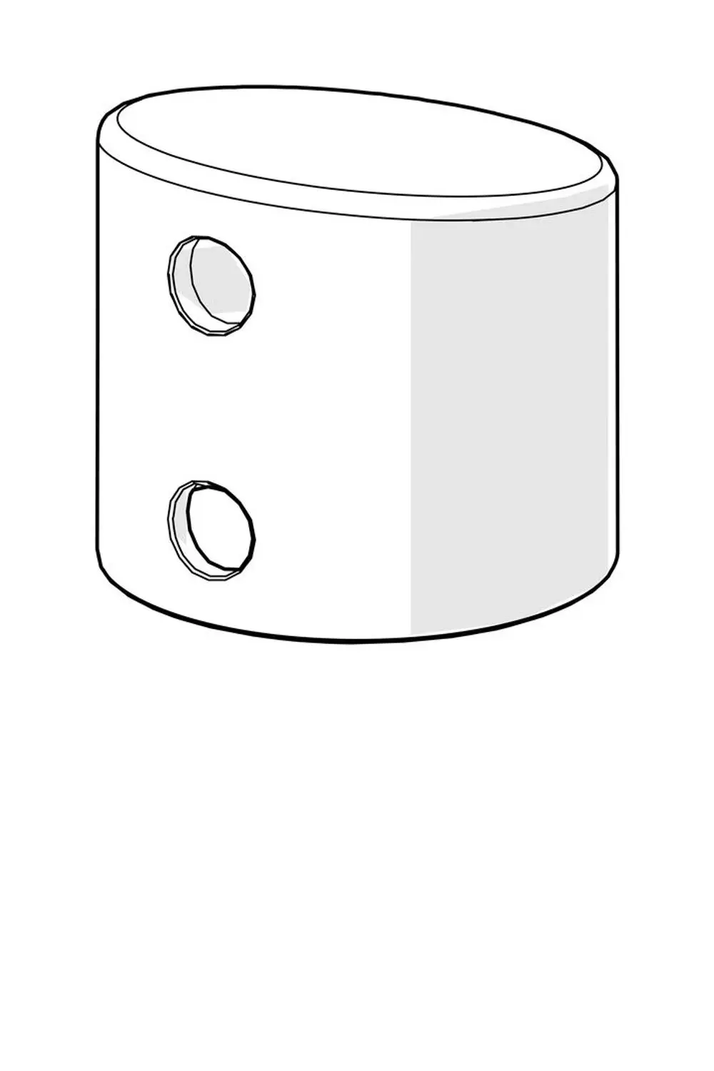 Sensorhalter von HANSA, zylindrische Form mit zwei Aussparungen an der Seite, in einfacher, geometrischer Gestaltung.
